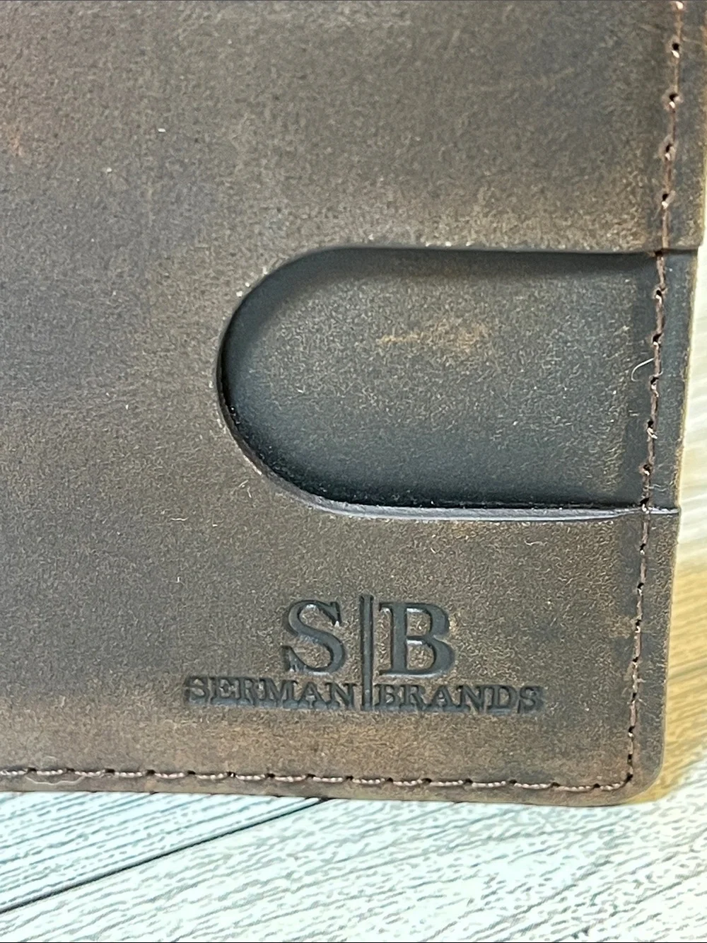 NWT Serman Brands 1.S RFID Blocking Full Grain Slim Texas Brown Wallet